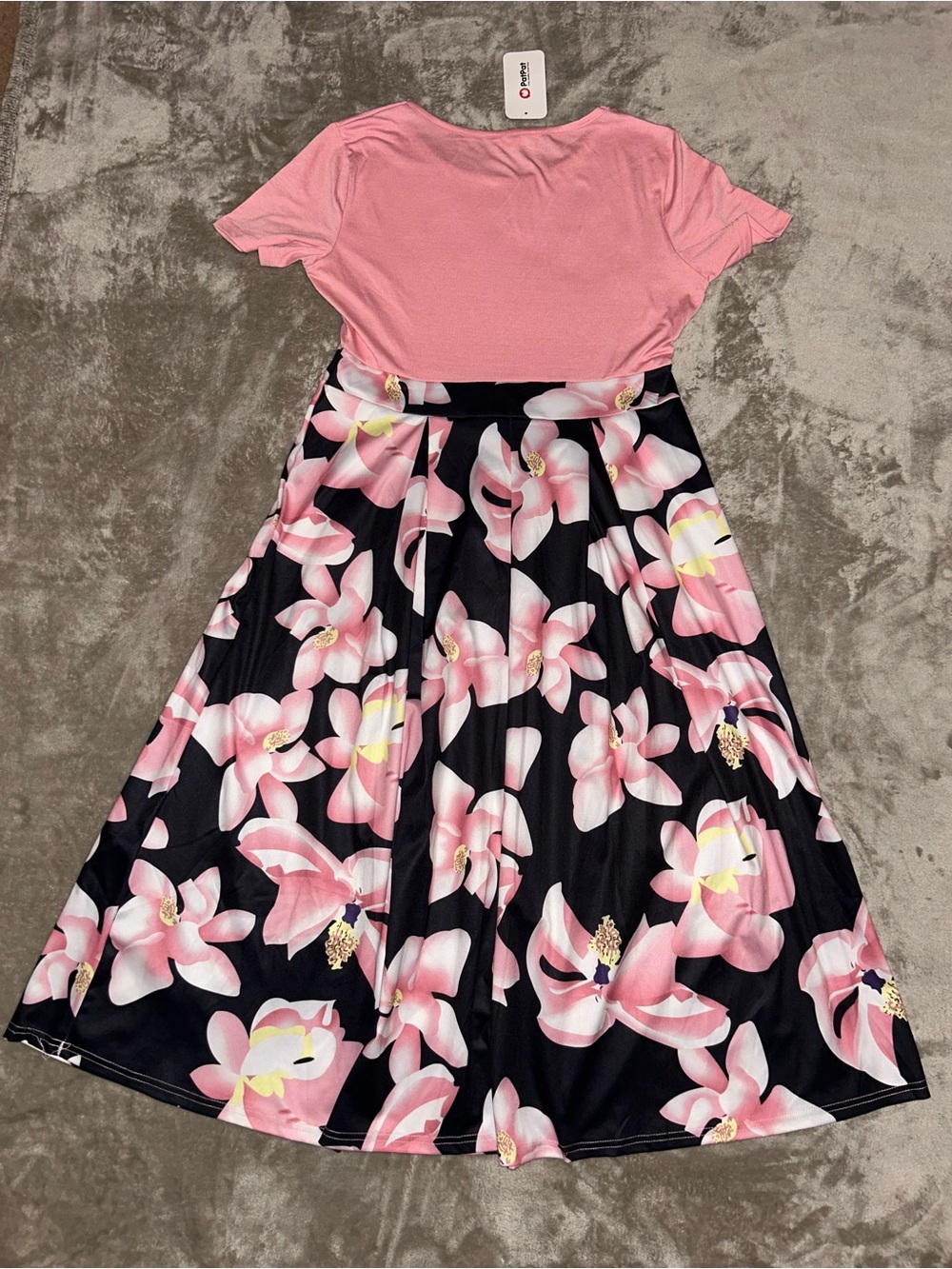 PatPat Soft Dress Size L Pink Scoop Neck Top with Black and Pink Flower Bot. NWT - Picture 4 of 4